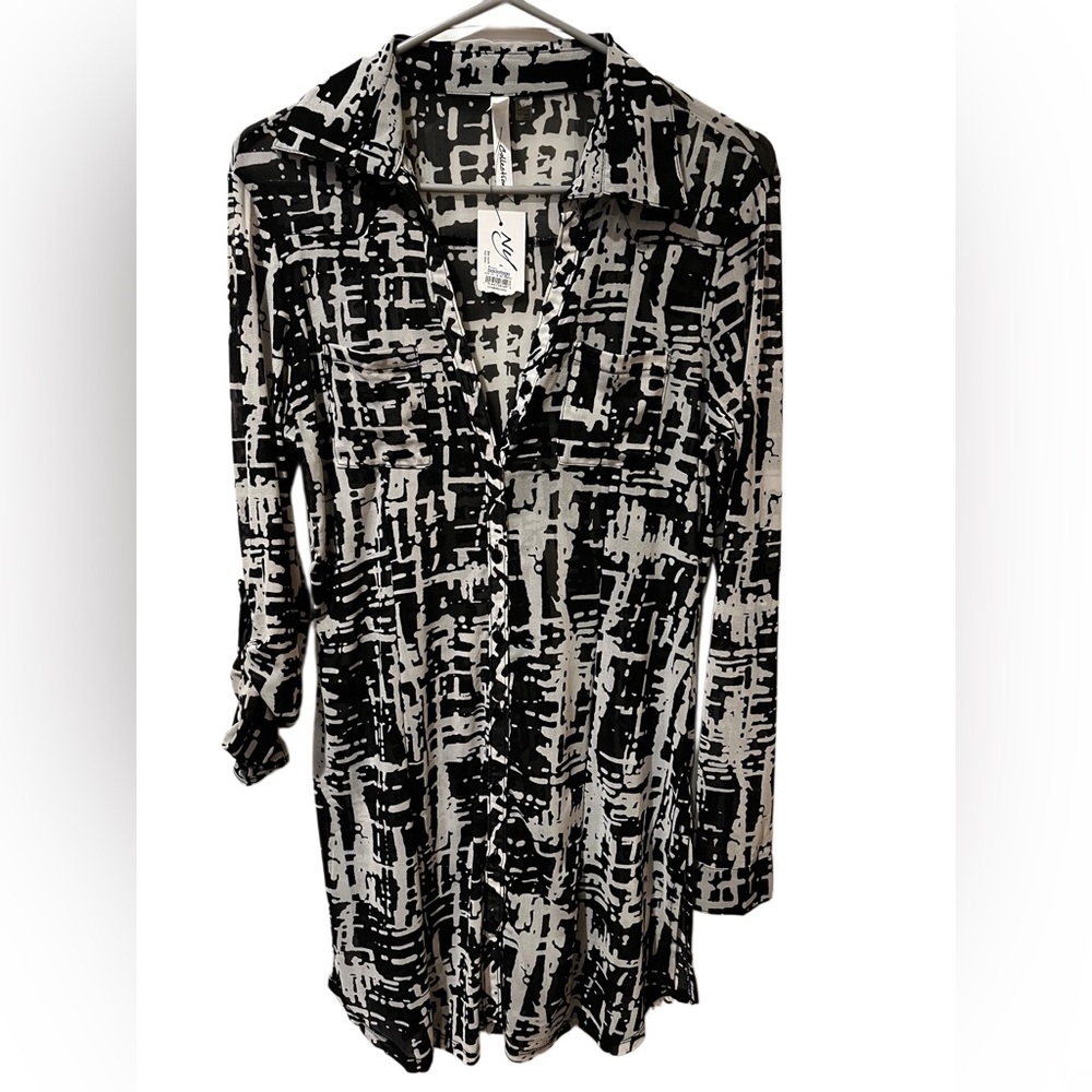 NY Collection Black and White Blouse